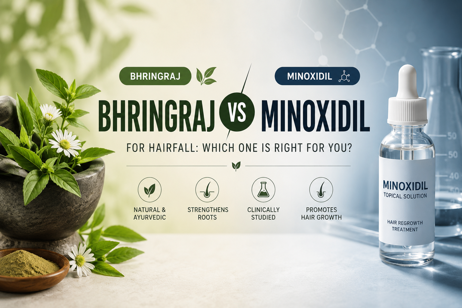 Bhringraj vs. Minoxidil for Hair Fall: Which One Actually Works? (2026 Guide)