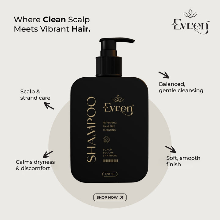 Evren Anti-Dandruff Shampoo bottle, 200ml — reduces dandruff up to 100% and treats itchy scalp
