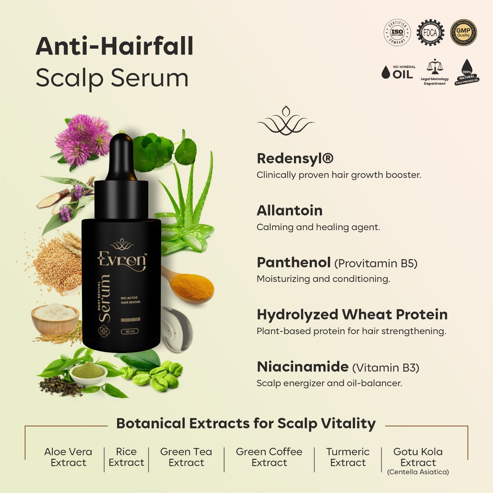 Evren Anti-Hairfall Hair Serum for thinning hair and active hair fall